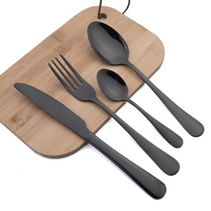 AJOYOUS Jogo de Louça de Aço Inoxidável Espelhado 24 Peças Talheres Ocidentais Faca Garfo Colher Conjunto de Talheres Utensílios de Cozinha Prateados