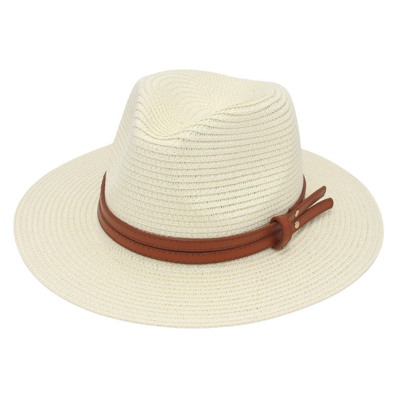 Summer Straw Sun Hat Panama Hats Grass Knitted Gift Hat Breathable Leisure Jazz Hat European American Style Straw Hat Beach Caps