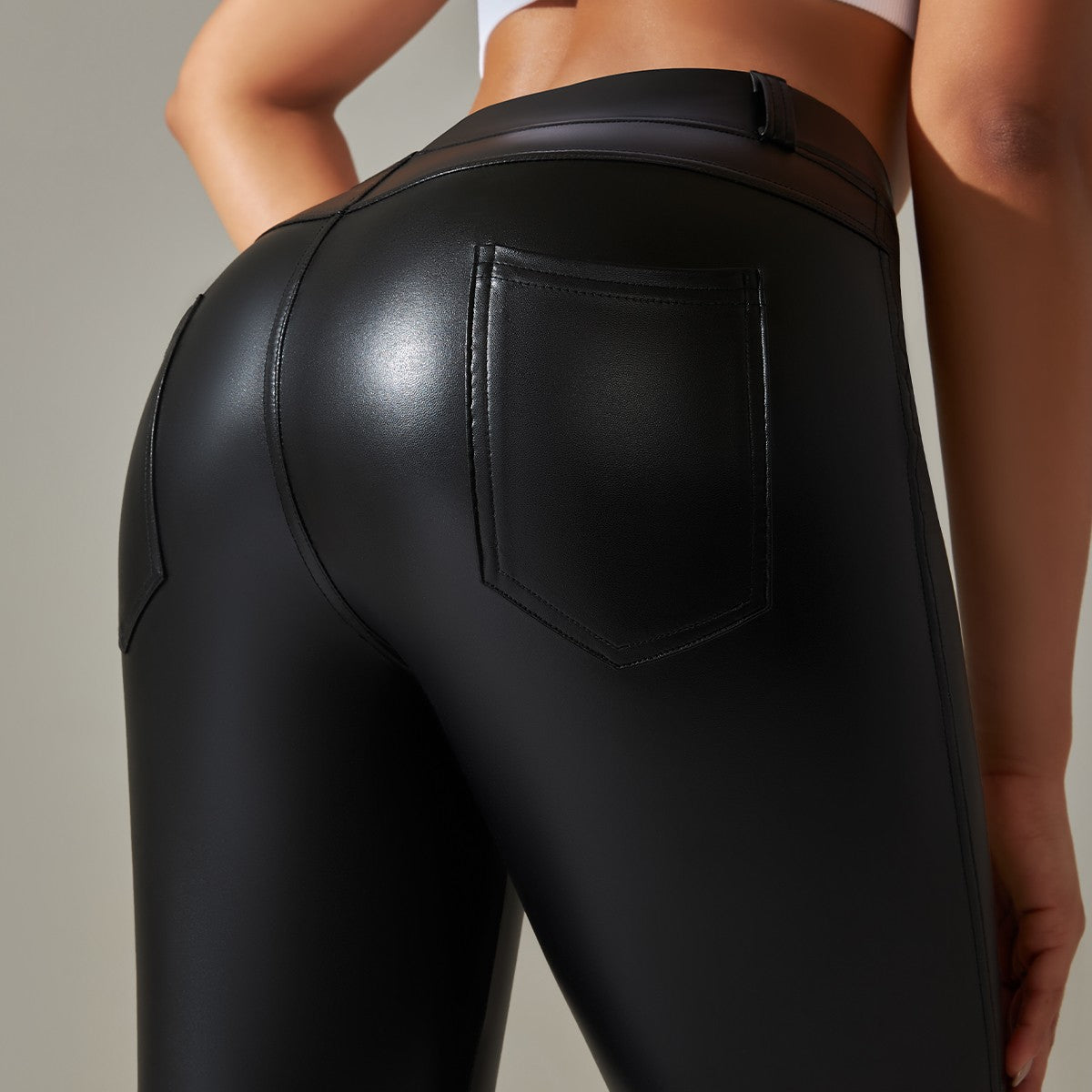 PU Leather Leggings Women Sexy Scrunch Butt Leggings Girls Faux Leather Pants High Waist Push Up Casual Leggings 6 Color