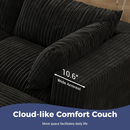 157.6" Oversized U Shaped Modular Boneless Sofa with 2 Ottomans, Cloud Sectional Couches for Living Room, Deep Seat Corduroy