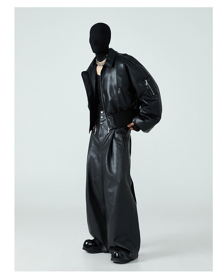 Mauroicardi Autumn Winter Short Thick Warm Black Pu Leather Jacket Men with Long Sleeve Zipper Casual Luxury Designer Clothes