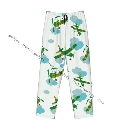 Men Sleep Bottoms Male Lounge Trousers Men's Airplanes And Clouds Pajama Pants