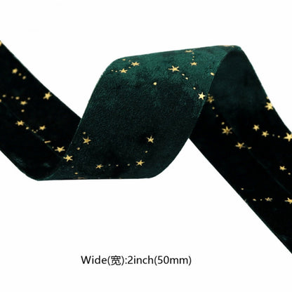 Double-sided Velvet Ribbons Hot Stamping Stars DIY Gift Wrapping Wedding Bouquet Christmas Party Supplies Decor Hair Accessories