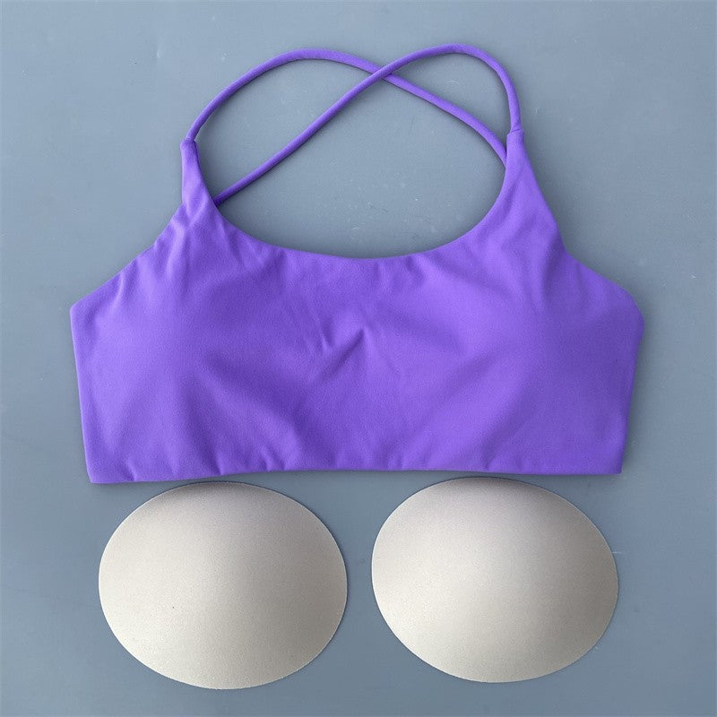 Yoga Shorts Set Gym Two Piece Sports Set Women Workout Outfit Fitness Suit Cross Straps Bra High Waist Shorts Running Tracksuit