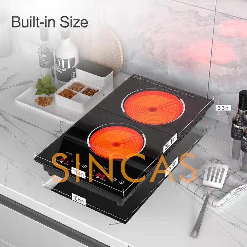 220\110V Embedded Double-Head Electric Ceramic Stove Induction Cooker Vertical Full-Plate Double-Head Light Wave Stove