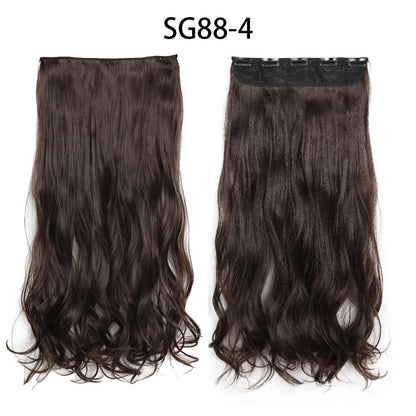 Apliques de Cabelo Sintético Liso Comprido de 5 Clipes 22'' Fibra de Alta Resistência ao Calor Preto Castanho Loiro