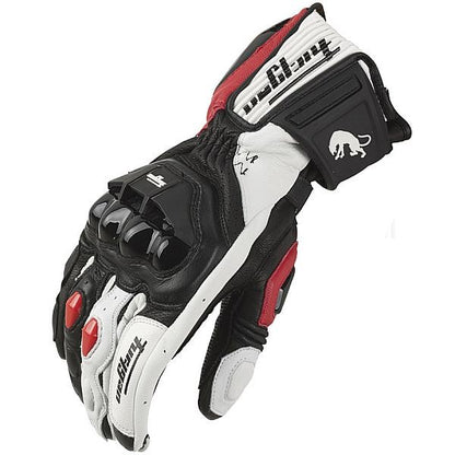 Luvas de Couro Genuíno para Motociclistas Masculinas Luvas de Motocross Corta-vento para Pilotagem ao Ar Livre Equipamento de Proteção para Motociclismo com Tela Sensível ao Toque