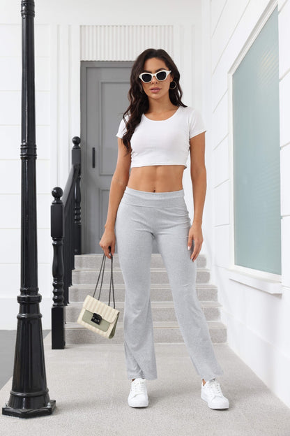 Women Flare Leggings High Waist Wide Leg Yoga Pants Seamless Fitness Workout Tights Gym Sports Trousers Casual Slimming Clothing