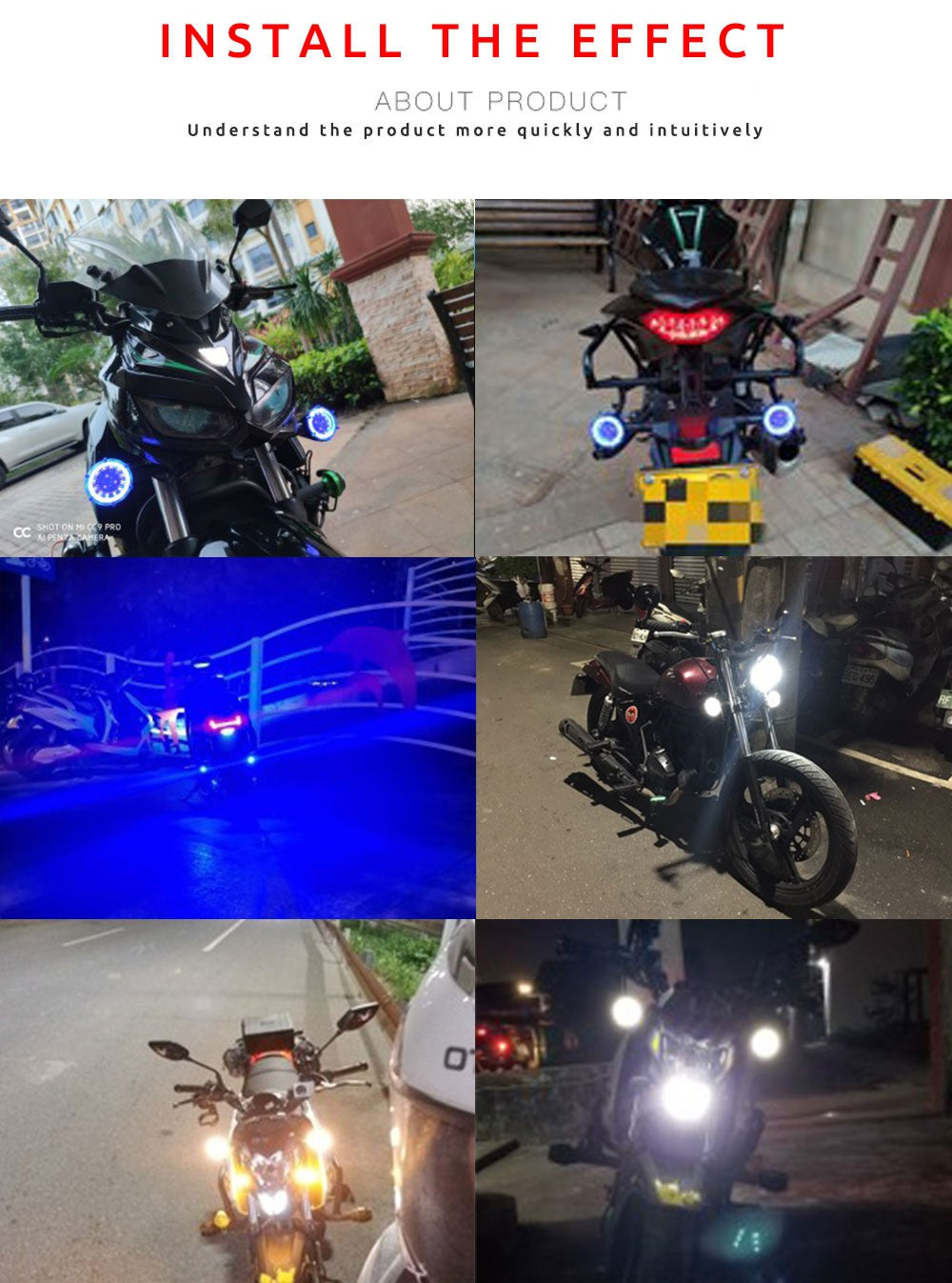 1 Par de Luzes LED de Seta Redondas Halo para Motocicleta, Duas Cores, DRL, Luz de Condução, Luz de Pisca Sequencial, Mini Indicador
