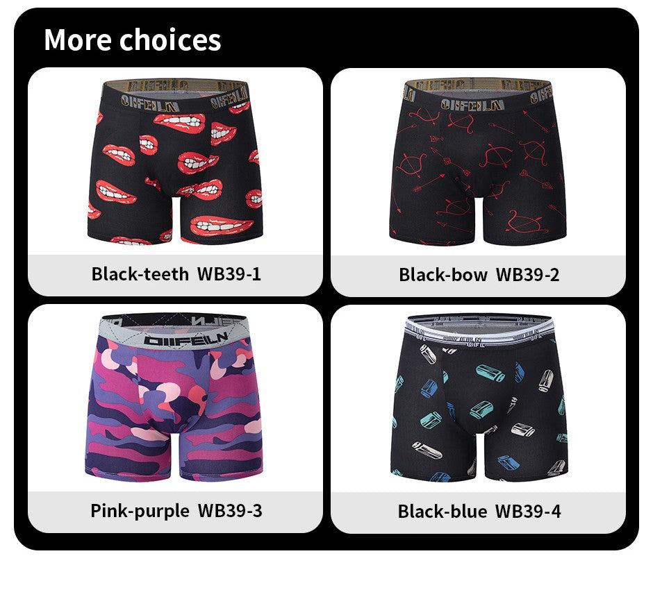 5/7/10 Pcs Men's Long Sports Parent-child Underwear Teenagers To Adults Multi-size Mix And Match Boyshort Elastic Waist Shorts