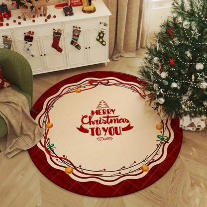 VIKAMA Christmas Snowflake Anti-Slip Washable Rug - Essential Round Floor Mat for Home Room Deco