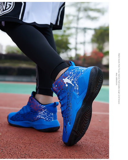 Children‘s Basketball Shoes Non-slip Breathable Basketball Training Sneakers Lace-up Boys Girls Basketball Boots Athletic Shoes