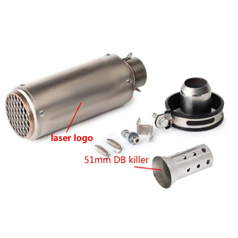 motorcycle exhaust inox muffler carbon fiber exhaust Universal 51/60mm with DB Killer for z900 R3 R25 MT07 MT09 R1 Z400 Z650