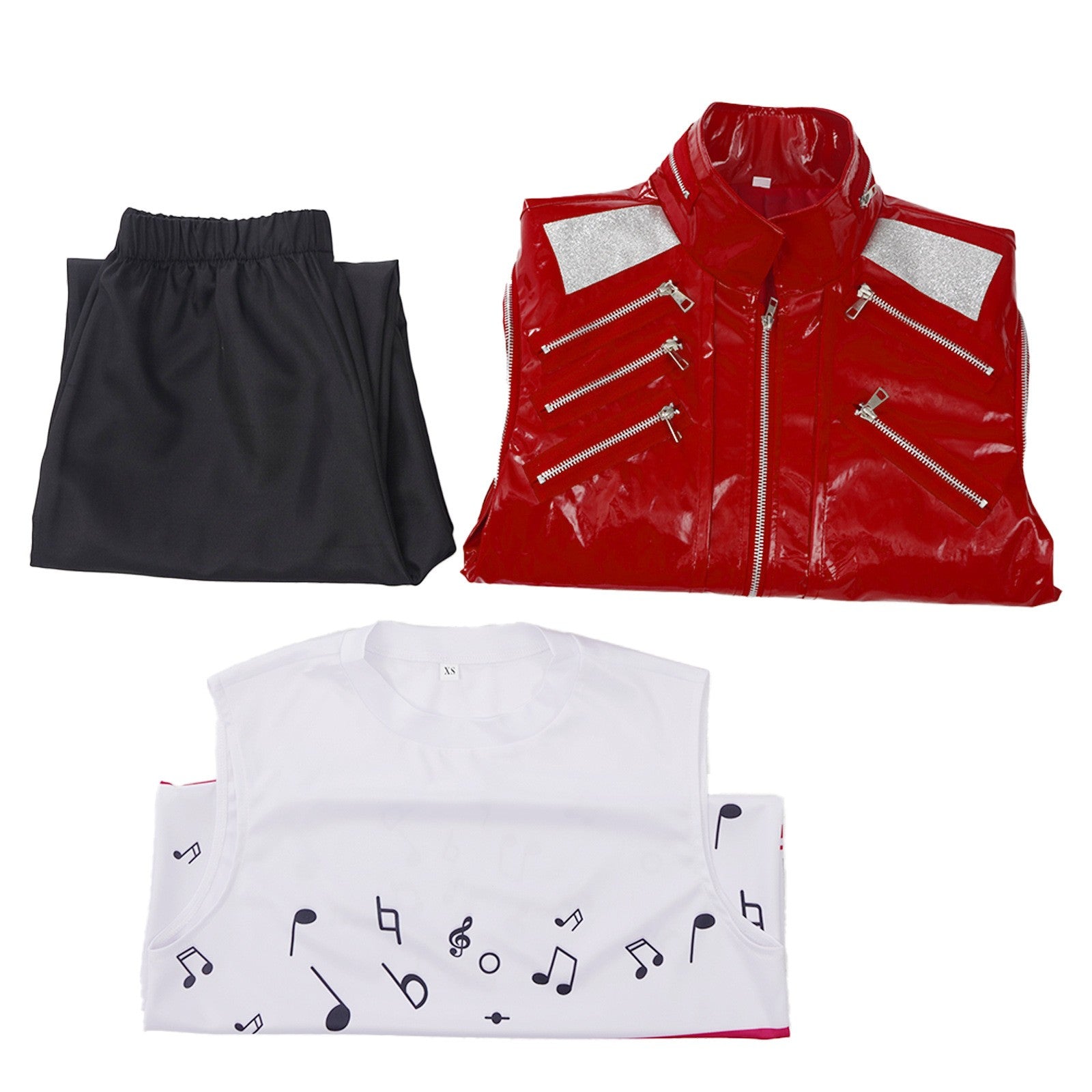 Red Zipper Michael Jackson MJ Beat It Jacket for Impersonators PU Leather Punk Casual Coat Halloween Stage Christmas Outwear Cos