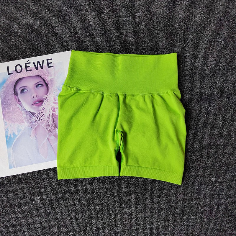 Yoga Shorts Peach Hot Girls Three-Cross Pants High Waist Knitted Pressure Running Sport Elastic Belly Lifting Butt Tight Pants