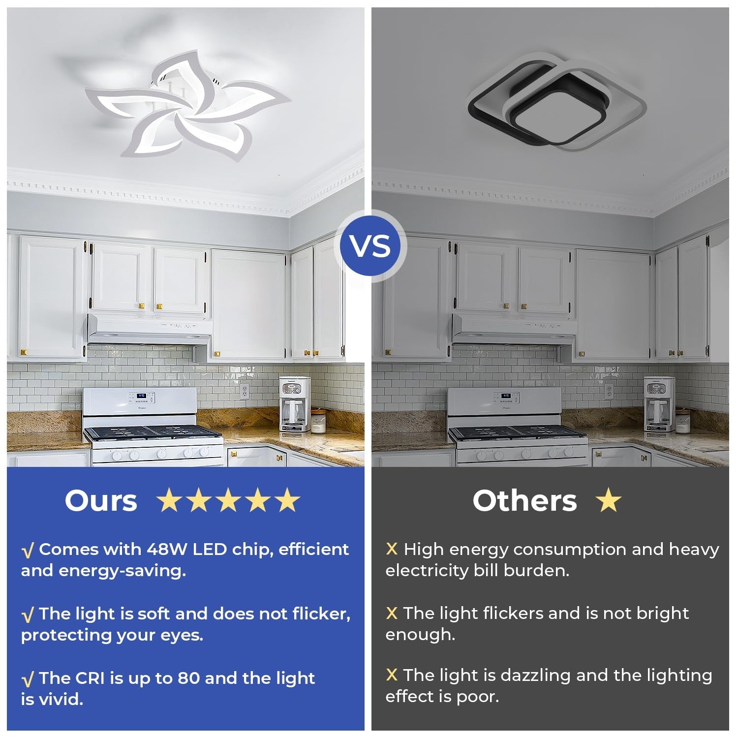 Flower Shape LED Ceiling Light, Dimmable 3000K-6500K APP for Living Room Bedroom Kitchen Modern Acrylic Chandelier Energy Saving