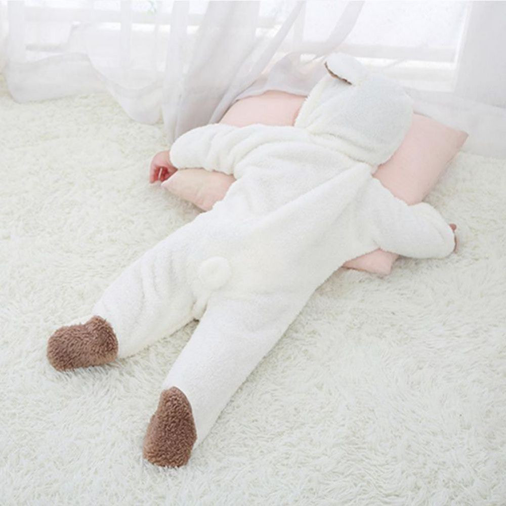 Winter Newborn Baby Plush Bodysuit Jumpsuit Cartoon Hoodies Boy Girl Romper Twins Clothes Korean version 0-12M