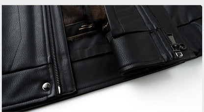 Outcoat Winter Faux Leather Jacket Detachable Golden Mink Fleece Inner Lining Top Layer Faux Deerskin One-piece Warm Men's Coat