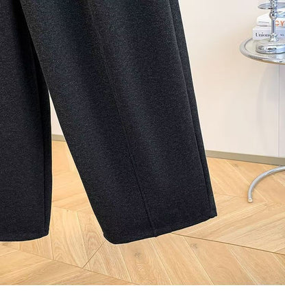 2025 Autumn Winter New All-match Fashionable Solid Color Elastic Waist Wide Leg Pants Women Clothes Casual Drawstring Trousers