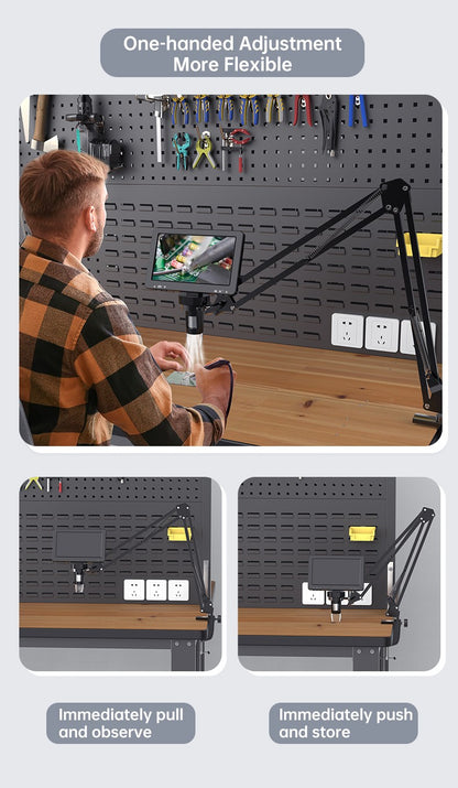 Suporte de braço flexível para microscópio RIEVBCAU? Suporte de metal ajustável compatível com microscópios de moedas DM4 DM7 DM9 MS1 MS3