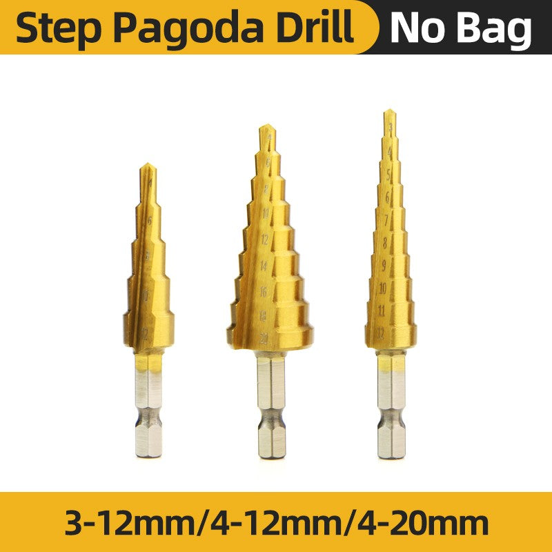 HSS Titanium Step Drill Bit High Speed Stepped Drill Set Saw Drill Tools Conical Stage Drill For Metal Wood 4-12 4-20 4-32mm