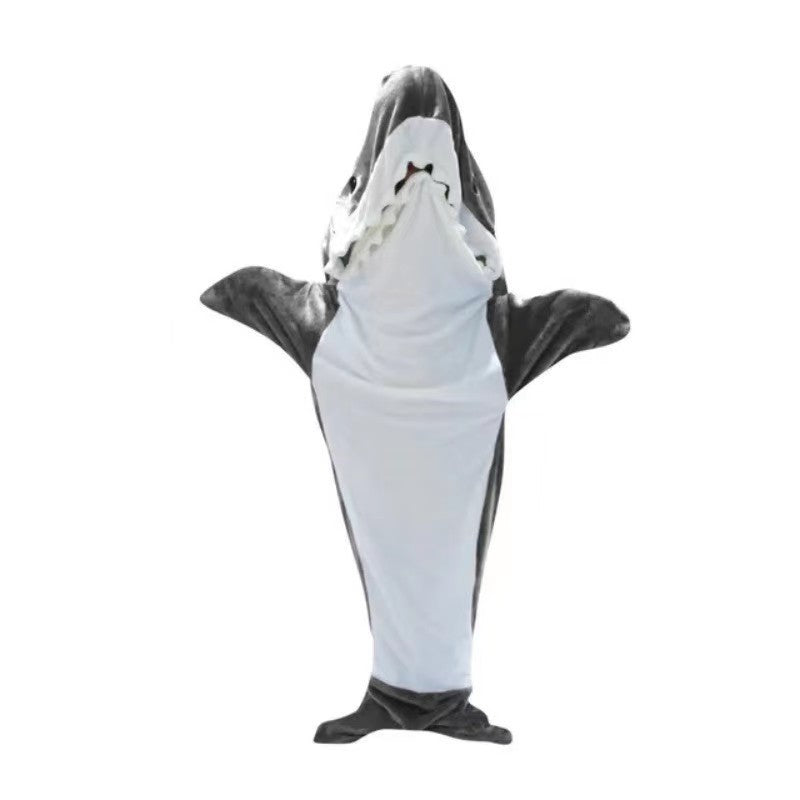 Shark Sleeping Bag Shawl Hooded Flannel Blanket Homewear Clothes Cartoon Pajamas Office Nap Animal Jumpsuit  For Children Adult