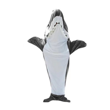 Shark Sleeping Bag Shawl Hooded Flannel Blanket Homewear Clothes Cartoon Pajamas Office Nap Animal Jumpsuit  For Children Adult