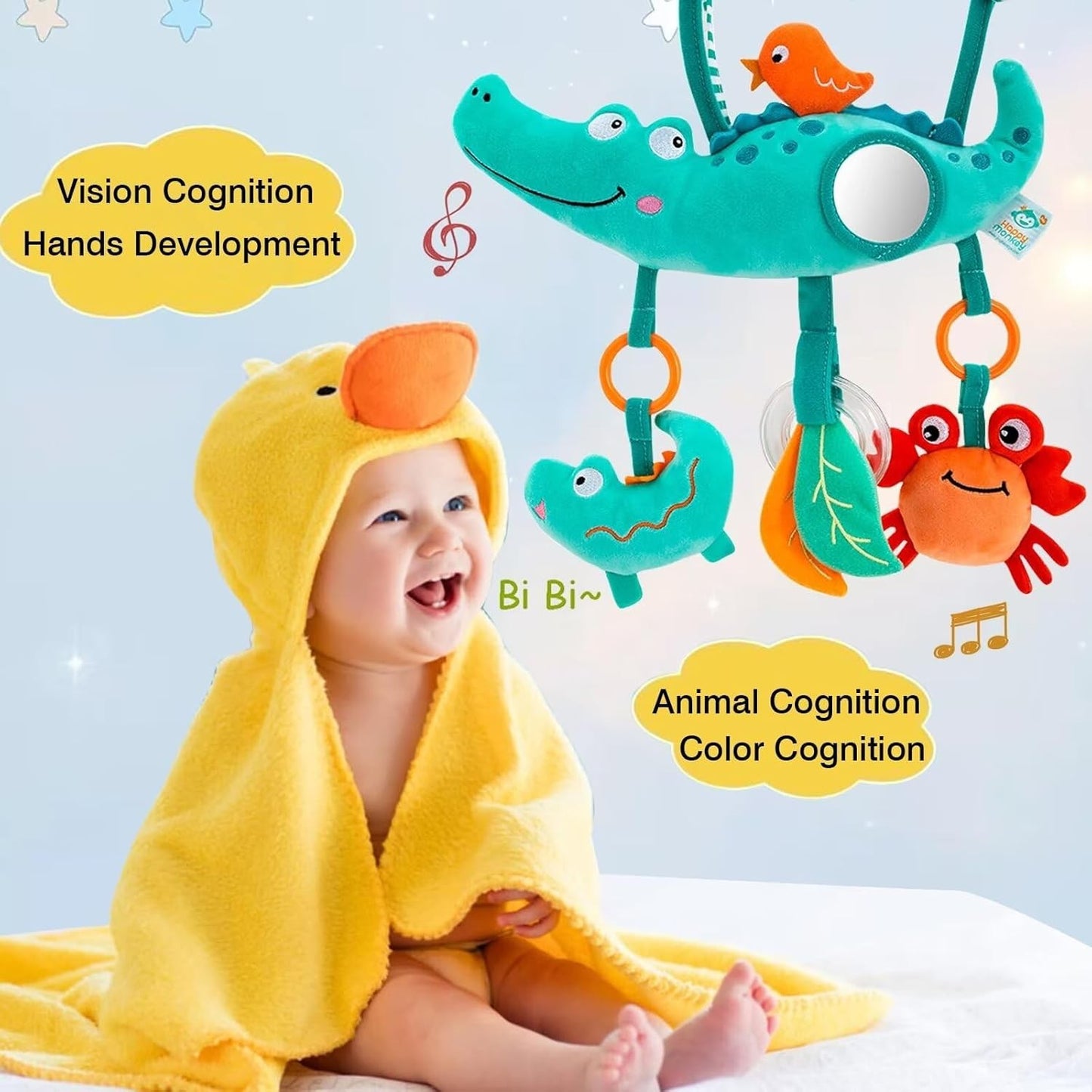 Brinquedos de Arco para Carrinho de Bebê, Brinquedo para Pendurar no Assento do Carro, Pelúcia Macia para Bebês com Som de Sinos de Vento, Bonecos para Bebês, Presente para Recém-Nascidos