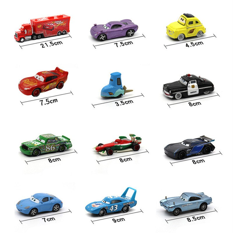 Disney Pixar Carros McQueen Mater Mack Tio Caminhão Liga Diecast Carro 1:55 Modelo Radiator Springs Cidade 11/6/4 Pçs Caixas de Carro Presente