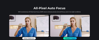 OBSBOT Tiny 2 Webcam 4K Voice Control PTZ, AI Tracking Multi-Mode & Auto Focus, Web Camera with 1/1.5" Sensor, Gesture Control,
