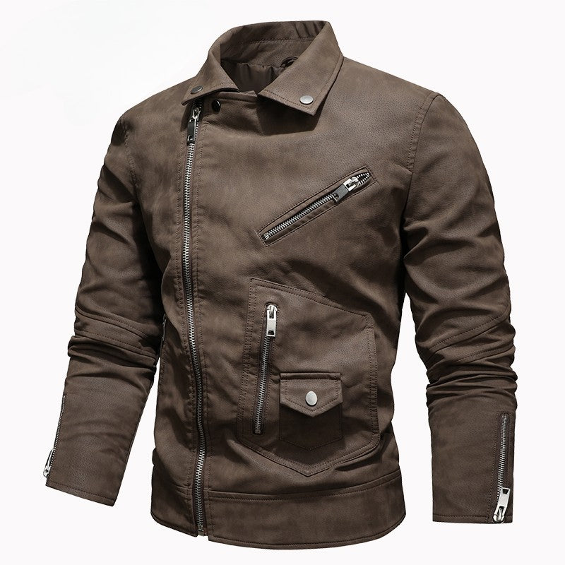 Jacket Men Coat Winter Leather Bomber Genuine Casual Brown Jackets Coats Faux Leather Vintage Black Biker Jacket Men Windproof