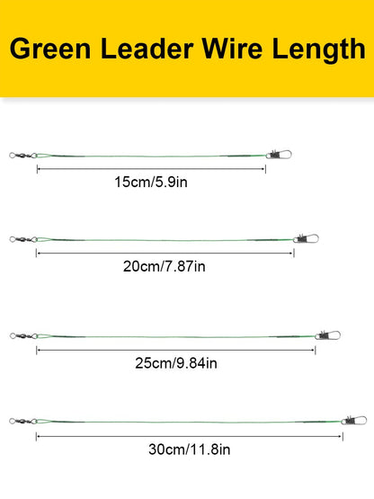 20PCS Sliver Anti Bite Steel Fishing Line Steel Wire Leader With Swivel Fishing Accessory Lead Core Leash Fishing Wire 15CM-30CM