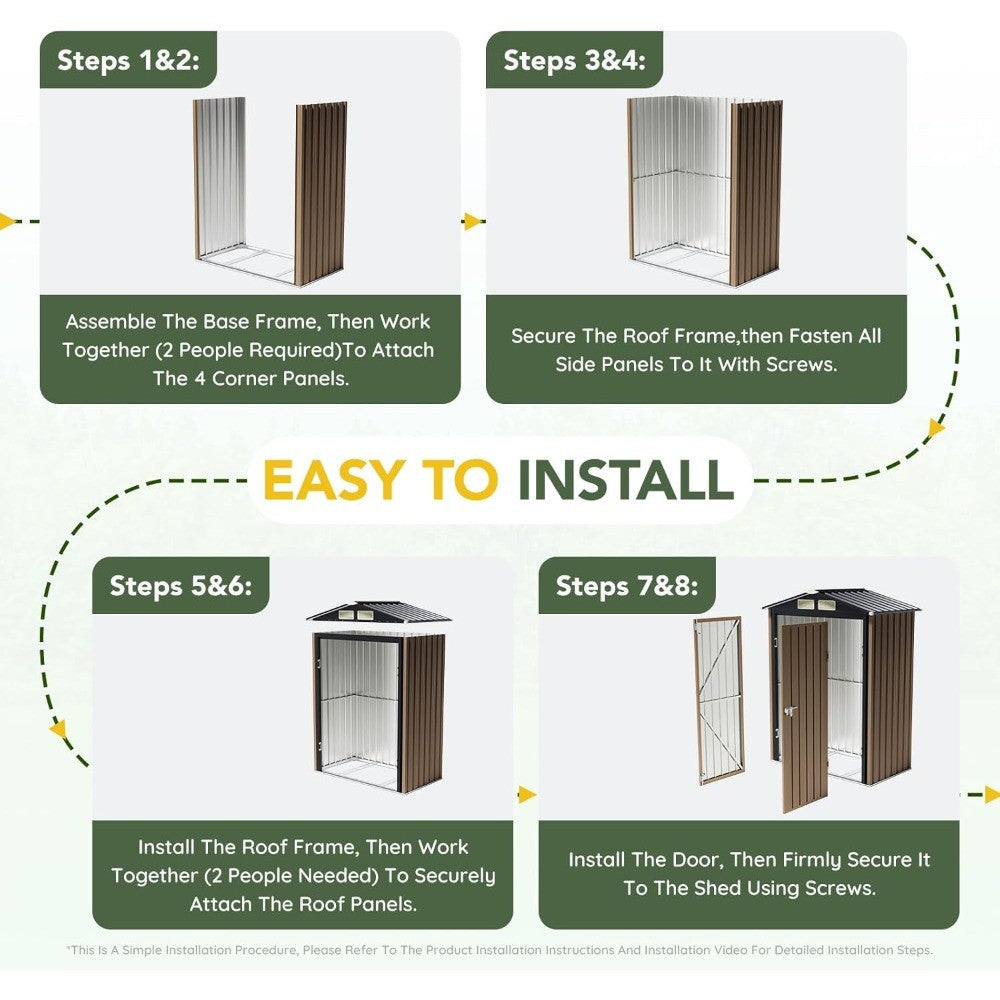 Durable Steel Outdoor Storage Shed, 5x3FT, Secure Locking, Ideal for Garden, Patio, and Utility Needs