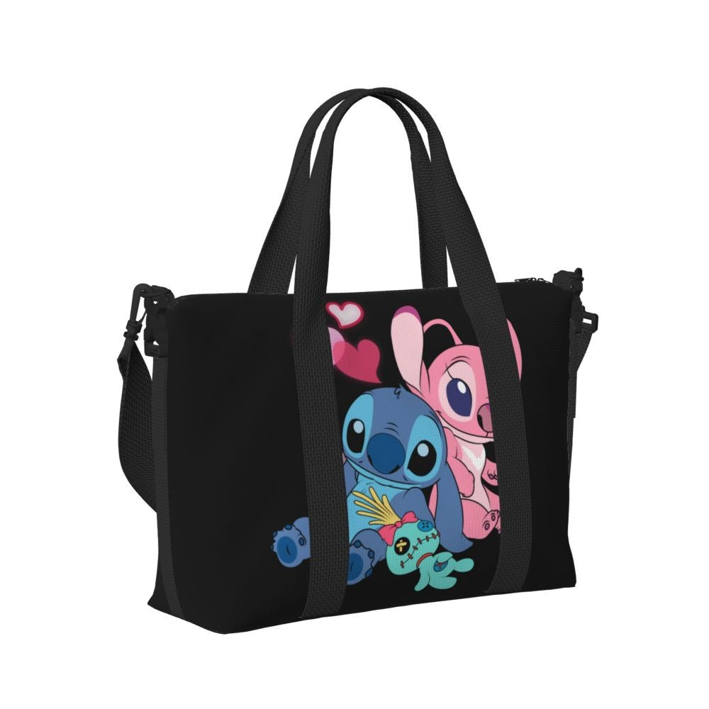 Custom Large SLilo And Stitch Cartoon Tote Bag Women Anime Shopping Shoulder Beach Gym Travel Bag