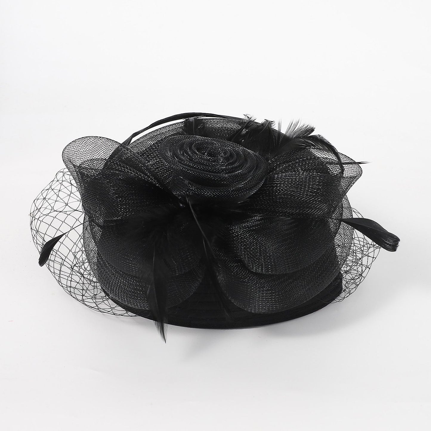 FS Casamento Igreja Chapéus Vermelhos Fascinadores Para Mulheres Com Véu de Pena Festa Coquetel Adorno de Cabeça 2025 Senhora Elegante Chapéu Kentucky Derby