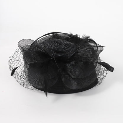 FS Casamento Igreja Chapéus Vermelhos Fascinadores Para Mulheres Com Véu de Pena Festa Coquetel Adorno de Cabeça 2025 Senhora Elegante Chapéu Kentucky Derby