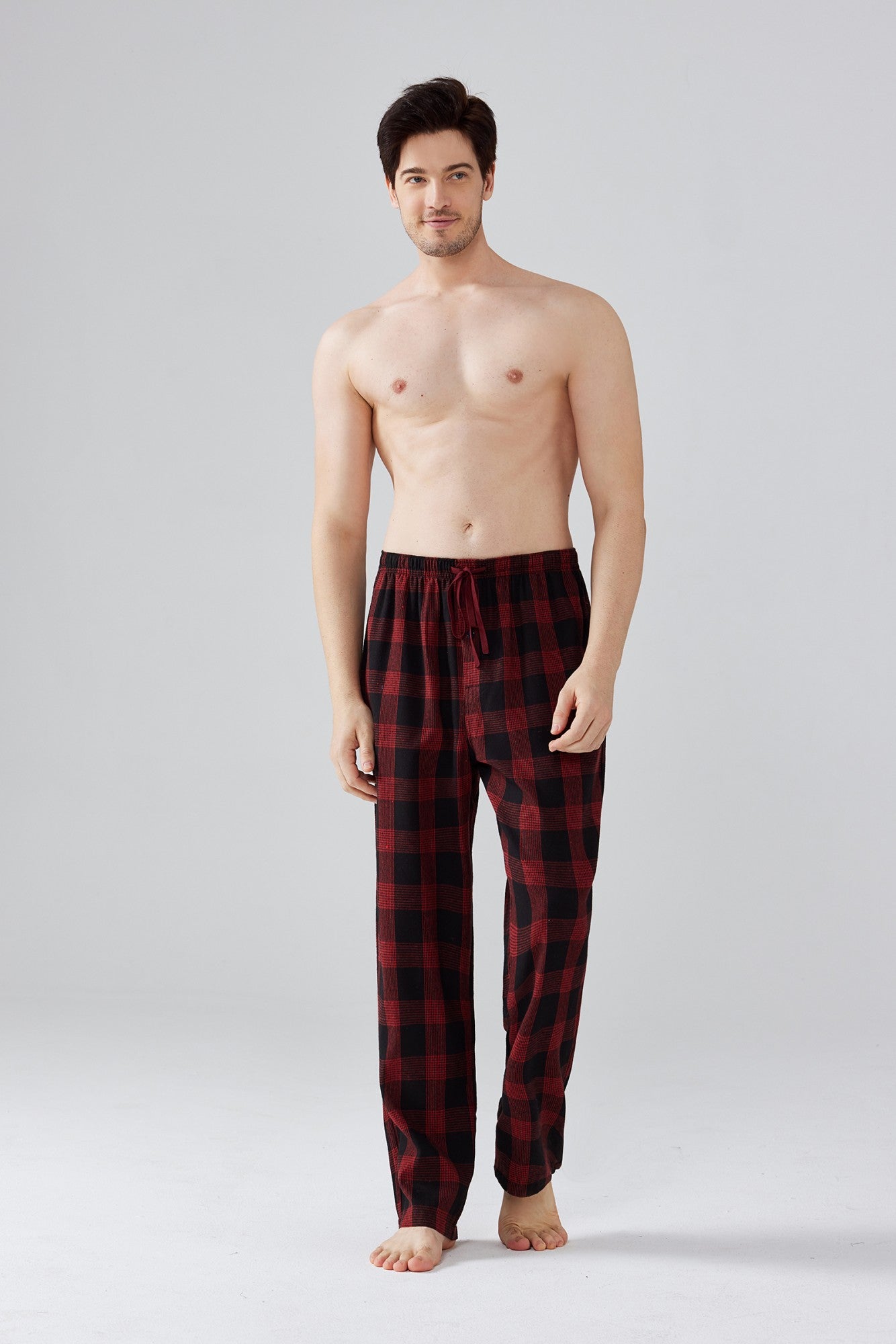 3pcs Mens Pajamas Pants with Pockets Flannel Soft Warm Plaid Pajamas Bottoms Autumn and Winter Daily Loungewear Sleepwear