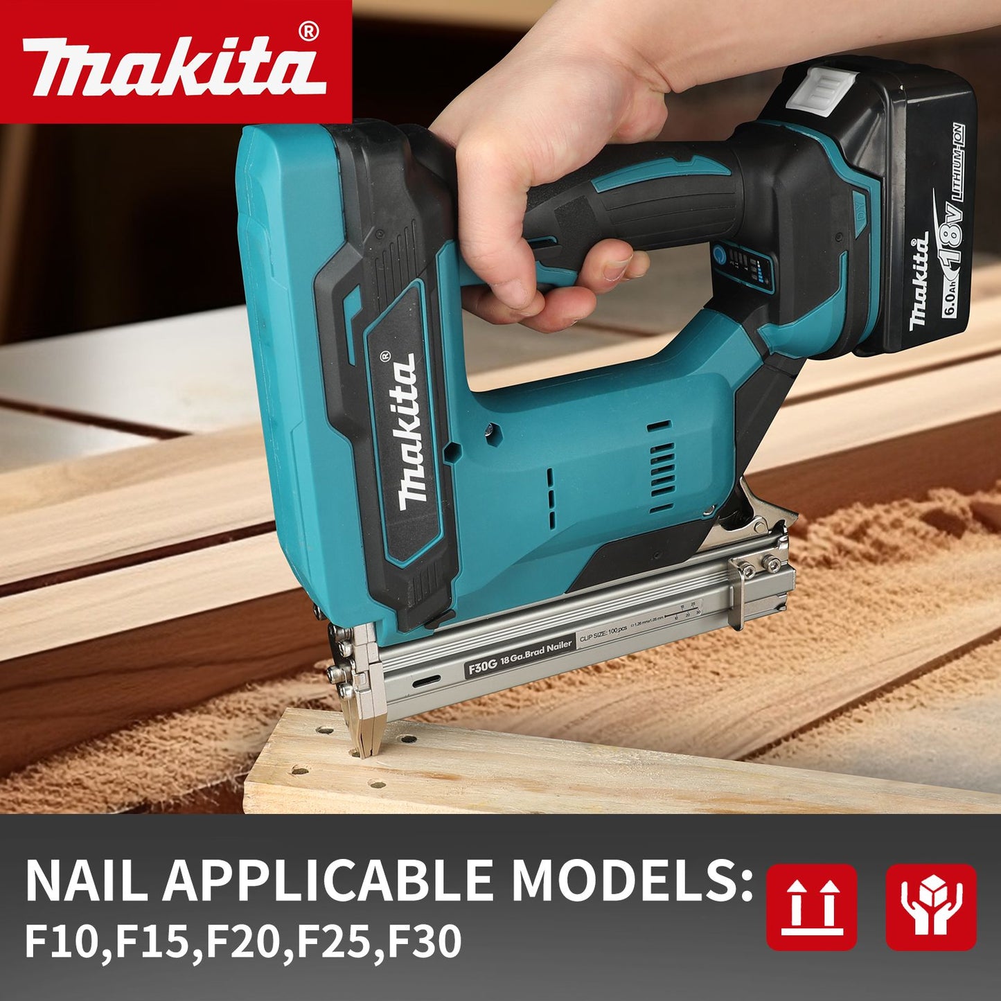 Pistola de Prego Makita a Bateria: Pregos de 10-30mm, Capacidade de 100 Pregos, Bateria de 22900mAh, Vibração de ≤2,5m/s², Alta Velocidade e Baixo Ruído para Trabalhos em Madeira