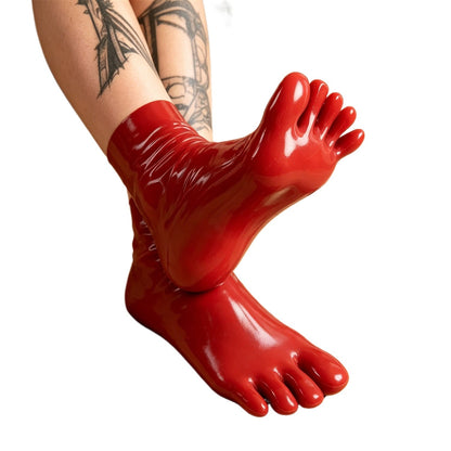 Women Men Natural Latex RED Gloves Rubber Short Gloves Cosplay Costumes Accessory
