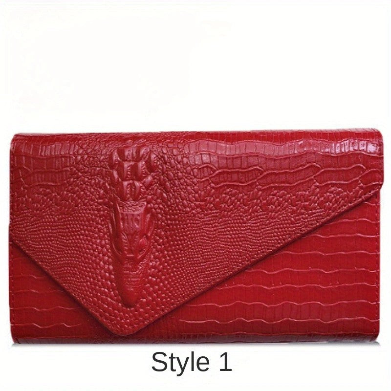 Women's stylish clutch bag Large capacity crocodile print crossbody shoulder bag