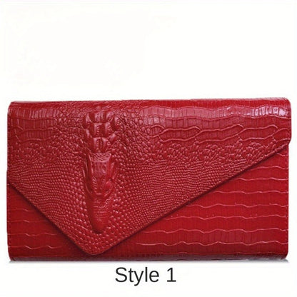 Women's stylish clutch bag Large capacity crocodile print crossbody shoulder bag