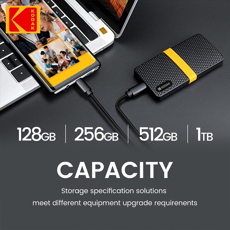 KODAK USB3.1 GEN2 SSD 1TB Disco Rígido Externo 128GB 256GB 512GB 1TB Mini PSSD de estado sólido para PCs laptops disco duro externo