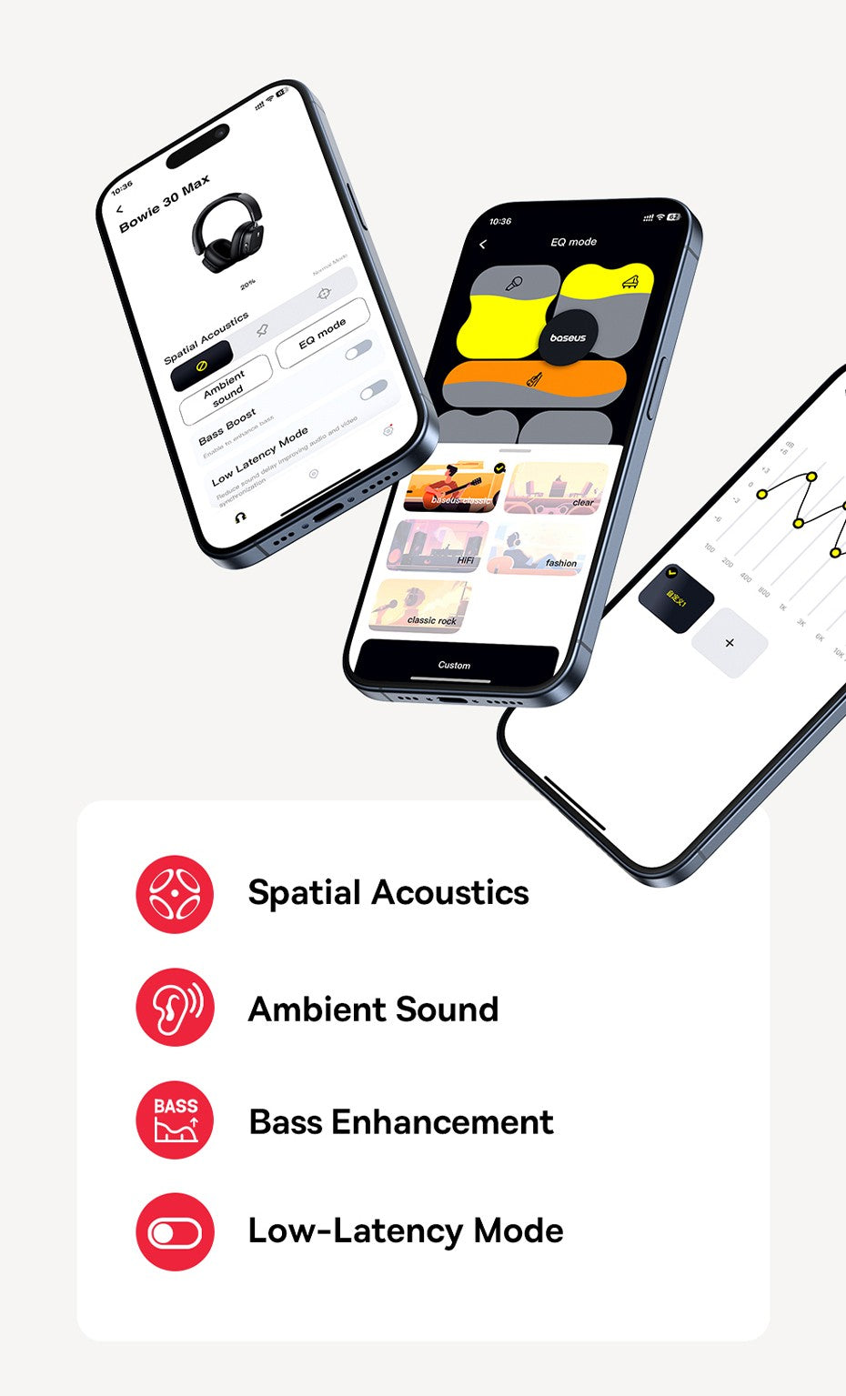 Baseus ANC Wireless Headphone Hi-Res LDAC Headset Bluetooth 5.4 BISA Pro Spatial Audio 50mm Driver Overhead Earphone Bowie 30Max