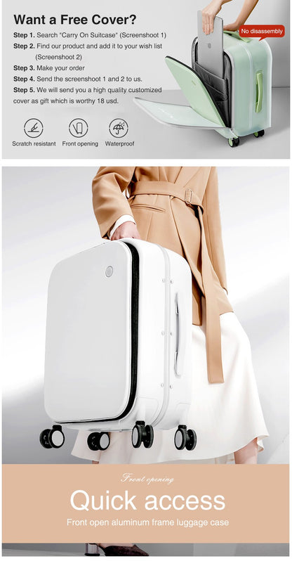 Mixi Patente Design Mala de Viagem com Estrutura de Alumínio Mala de Rodinhas de Bordo Bonita para Cabine 18 20 24 Polegadas M9260