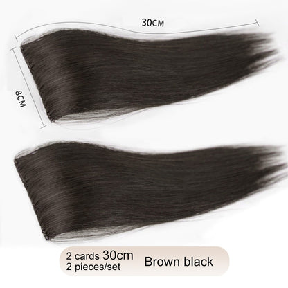 2 peças/conjunto de preenchimento capilar sintético, extensões de cabelo, peça de abertura e de reposição para topo, artefato de reposição