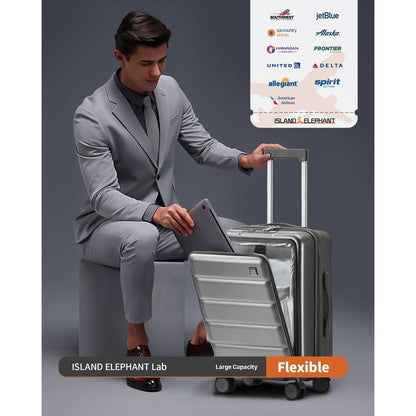 BAGAGEM DE MÃO 55x35x23cm Aprovada por Companhias Aéreas Bolso Frontal Rígida Mala de Viagem Inquebrável com Porta-Copos, Porta de Carregamento, Sid