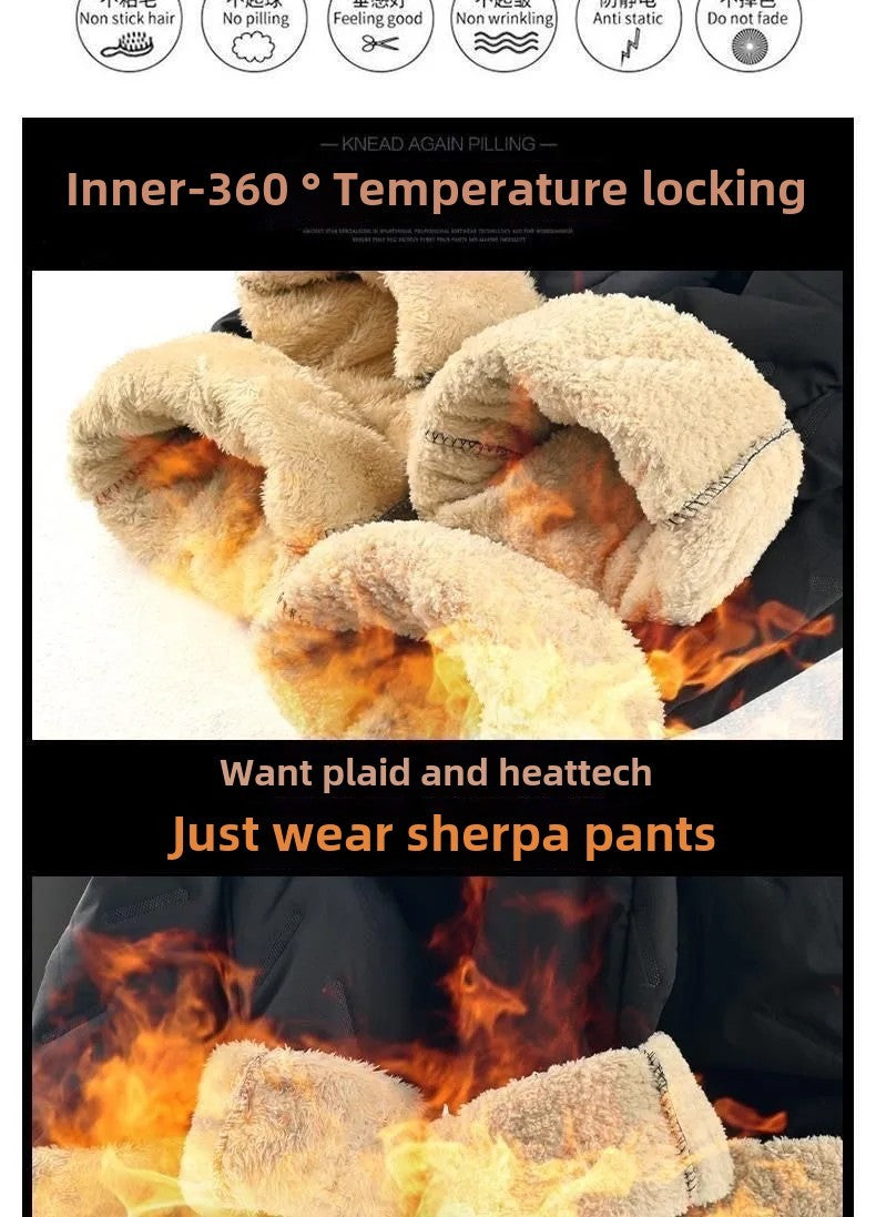 Ladies Thickened Cotton Pants Winter Outdoor Wear Lamb Velvet Fleece Lined Loose Casual Warm Slimming Snow Pants