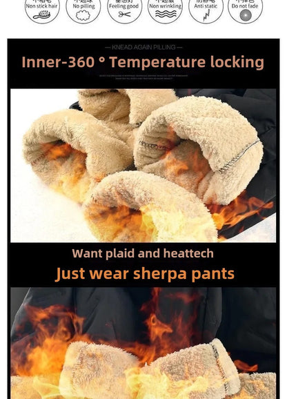 Ladies Thickened Cotton Pants Winter Outdoor Wear Lamb Velvet Fleece Lined Loose Casual Warm Slimming Snow Pants