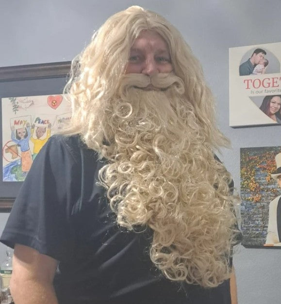 Conjunto de Peruca e Barba de Papai Noel REEWES para o Natal, Acessório de Cosplay, Peruca Sintética Loira para Homens, Fantasia de Halloween