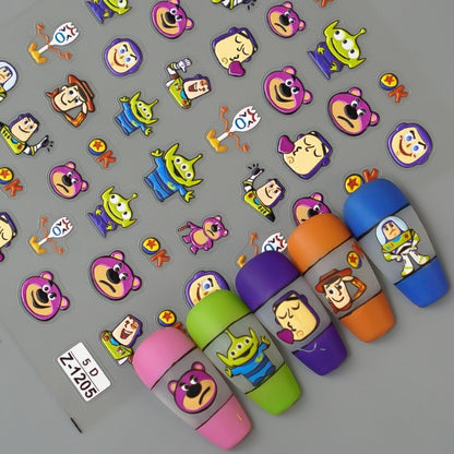 Adesivo de Arte para Unhas Disney Toy Story em Relevo 5D Desenho de Alienígena Lotso Decoração de Unhas Decalques Autoadesivos para Unhas DIY Decalque de Manicure